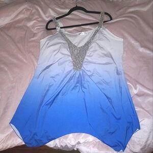 🦋 Nextmia Silver Sequin White Blue Ombre Tank Size XL 14